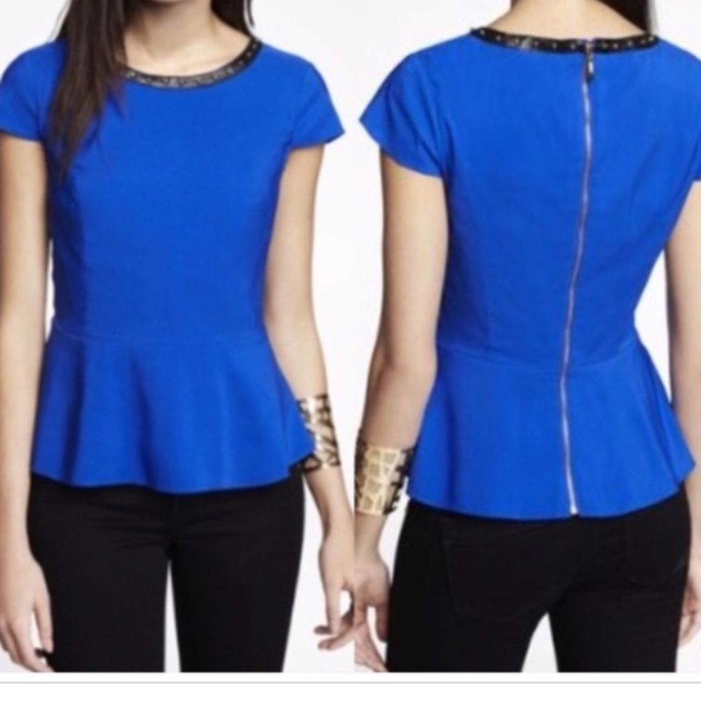 Express blue studded peplum